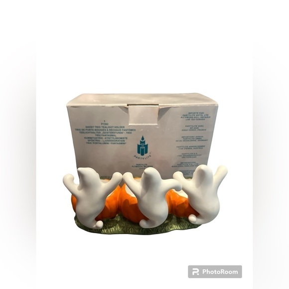 PartyLite Vintage Halloween Ghost Trio Tealight Holder In‎ Box - Picture 2 of 3